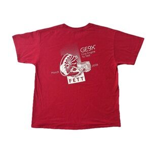 GE9X Shirt Mens Large Red Hanes Beefy T FETT First Engine Test Jet Engine 2016